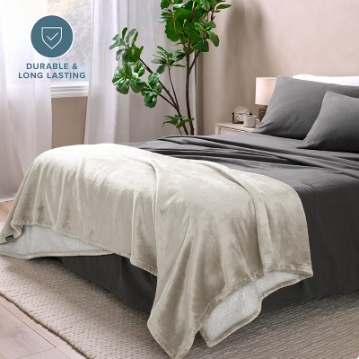 Full Oyster Reversible Sherpa Fleece Blanket
