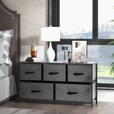 NicBex Dresser for Bedroom with Fabric Bins,Chest of Drawers with Black Metal Handle Design,Fabric Storage Dressers for Bedroom