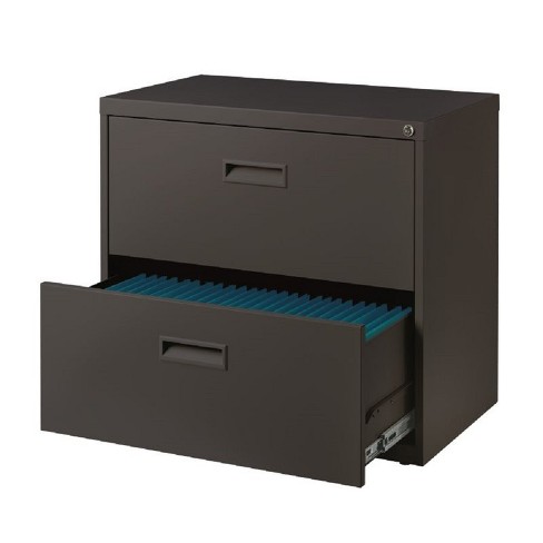 Steel 30 Wide 2 Drawer Lateral File Cabinet In Charcoal Black