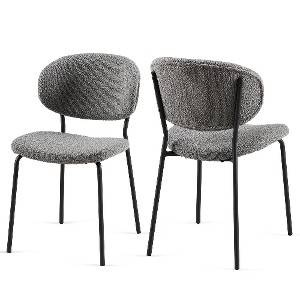 Lyngins Minimalist Boucle Dining Chair (Set of 4), Ergonomic Kitchen Chair, Armless Chair with Metal Legs for Dining Room, Kitchen, Living Room - 1 of 4