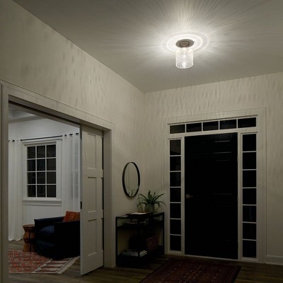 Brushed Nickel 8.5" Semi-Flush Mount with Clear Seeded Glass