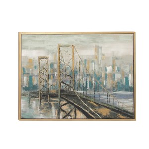 Traditional Polystone City Framed Wall Art Light Brown - Olivia & May: Canvas Artwork, Horizontal Layout - 1 of 4