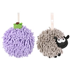 REGALWOVEN 2 Pcs Cute Comfortable Soft Absorbent Chenille Ball Fuzzy Hand Towel - 1 of 4