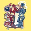 Juniors Mattel Blue Bomber and Red Rocker Robots Game On Racerback Tank - 2 of 4