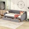 PAGED Twin Size Velvet Fabric Daybed Modern Wooden Bed Frame with 2 Storage Drawers for Bedroom and Living Room - 2 of 4