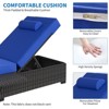 Outdoor Patio Chaise Lounge Chairs Set of 2, PE Wicker Recliner Chairs with Adjustable Backrest, Storage Shelf, Cushions, All Weather Chair, Blue - 4 of 4