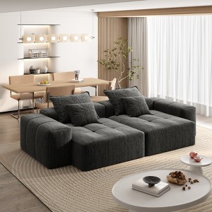Whisen Modern Oversized Modular Sectional Sofa with 2 Ottoman, 2 Seat Sparkling Chenille Fabric and 4 Pillows, 4-Piece DIY Combination - 1 of 4