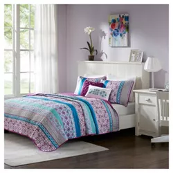 Purple Callie Printed Quilt Set (Twin/Twin XL) 4pc