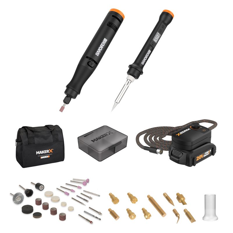 Worx MAKERX WX988L 2pc Crafting Tool Combo Kit - Rotary Tool + Wood & Metal Crafter, 1 of 14