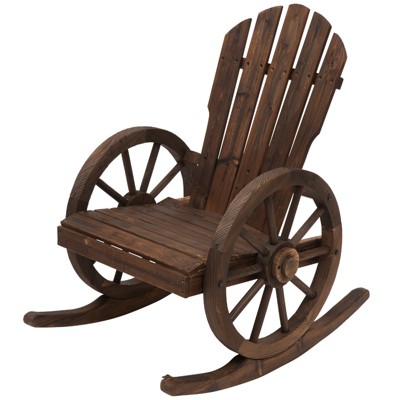 Outsunny Adirondack Rocking Chair with Slatted Design and Oversize Back for Porch Poolside or Garden Lounging