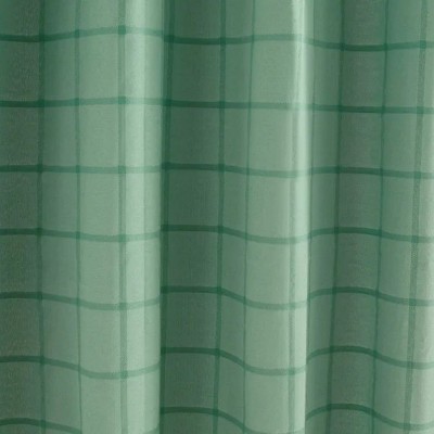 LunaLulinlk 72”L x 72”W Green Plaid Textured Polyester Cotton Blend Shower Curtain