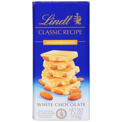 Lindt Classic Recipe Whole Almond White Chocolate Candy Bar 5.3 OZ