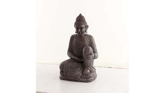 36&#34; Magnesium Oxide Traditional Buddha Garden Sculpture Dark Brown - Olivia &#38; May, 2 of 15, play video