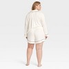 Women's Luxury Collection Shadow Striped Satin Notch Collar Top and Shorts Pajama Set - Auden™ - 2 of 3