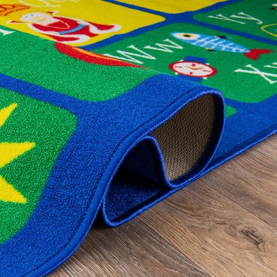 Multicolor Synthetic Alphabet Educational Kids Area Rug 8' x 10'