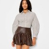 Women's Drop Waist Faux Leather Bubble Mini A-Line Skirt - Future Collective Brown - 3 of 3
