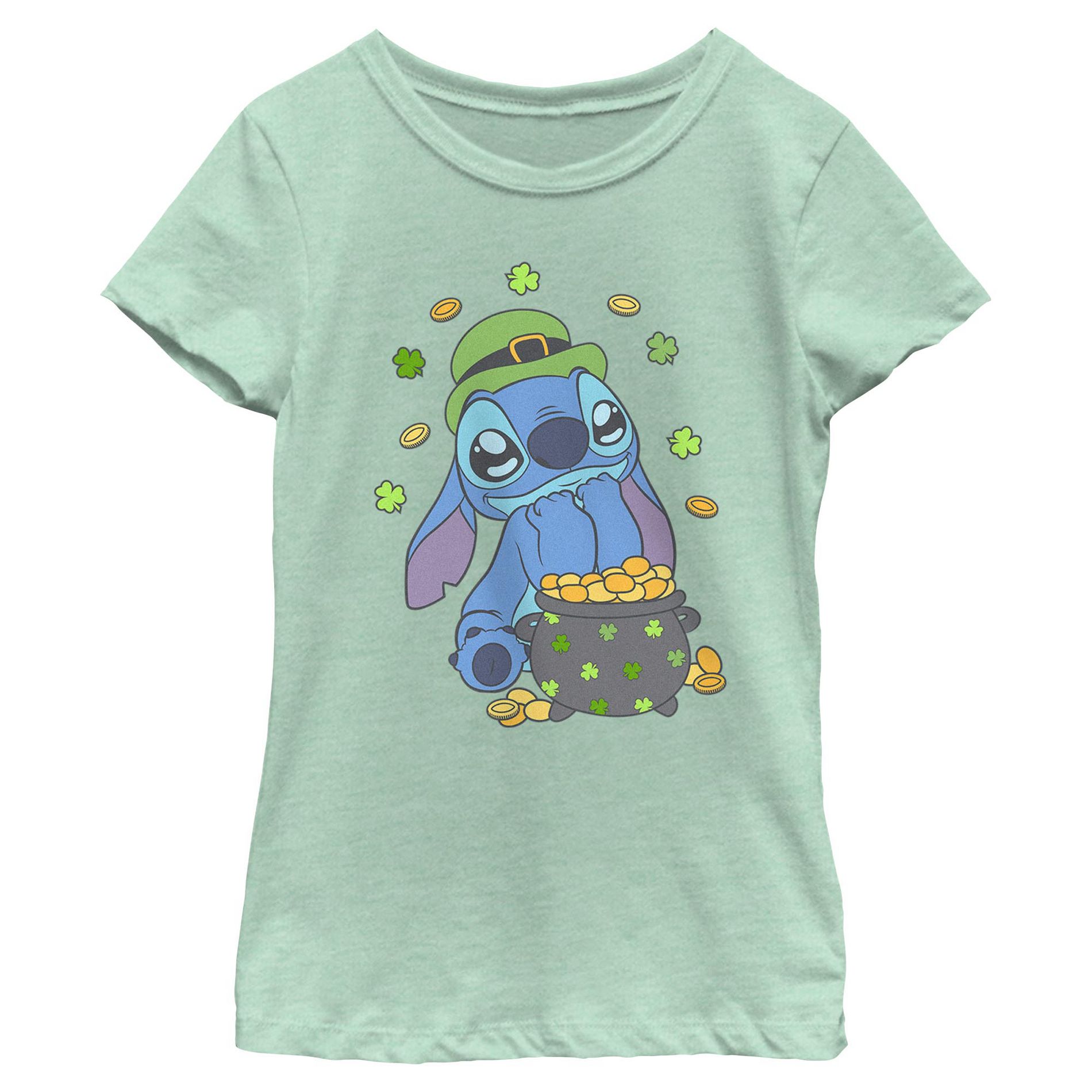 Girls Lilo & Stitch Strike Gold Stitch T Shirt - Mint - Medium