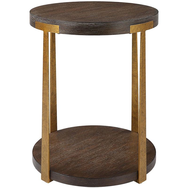 Uttermost Palisade 19" Wide Coffee Wood Round Side Table, 1 of 2