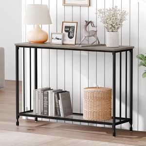 Whizmax Console Table, Industrial entryway Table, Narrow Sofa Table with Glass Shelf,Entrance Table for Entryway, Hallway, Living Room, Foyer - 1 of 4