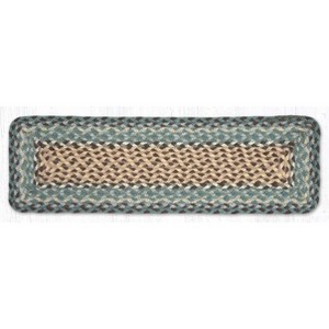 Earth Rugs Rectangle Stair Tread – Dark Green Braided Jute, 27"x8.25", Stair Rug - 1 of 3