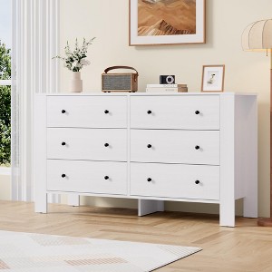 Garvee 6 Drawer Dresser for Bedroom, Modern Double Dresser Organizer with Storage Drawers, Wooden Chests of Drawers for Bedroom, Entryway, Hallway - 1 of 4