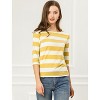 INSPIRE CHIC Women's Stripes Casual Basic Elbow Sleeves Boat Neck Slim Fit T-Shirts - 2 of 4