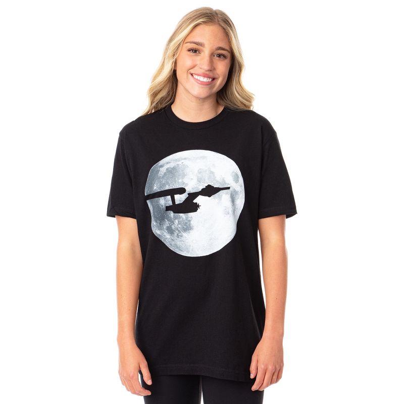 Star Trek Starship Enterprise Silhouette Moon Background T-Shirt, 2 of 6