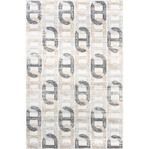 Nuloom Anja Geometric Links Pet Friendly Machine Washable Area Rug, 4' x 6', Beige - 1 of 4