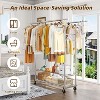 Simple Trending Heavy Duty Clothing Clothes Rack for Hanging, Rolling Double Rod Garment Rack Organizer with Wheels Load 620 LBS, Chrome - 3 of 4