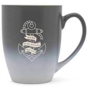 100 North Nautical 10 Ounce Gray and White Two Toned Ombre, Comfortably Fits Your Hands, Ceramic Tea Coffee Cup Mug, Hope As An Anchor - 1 of 1