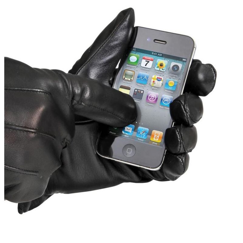 Karla Hanson Men's Genuine Leather Touch Screen Gloves - Black, 3 of 5