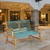 Costway 2-Person Patio Acacia Wood Bench Loveseat Chair Garden Furniture Black\\Grey\\Turquoise - 2 of 4