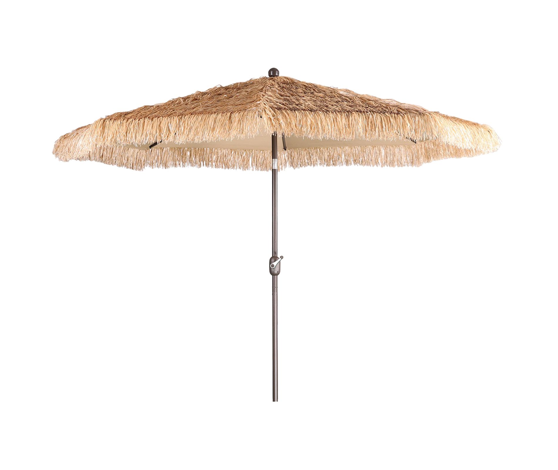 Aoodor Thatch Patio Umbrella, Tiki Style Outdoor Umbrella with Crank Lift for Poolside, Backyard, Beach - Natural Straw Look (No Base)