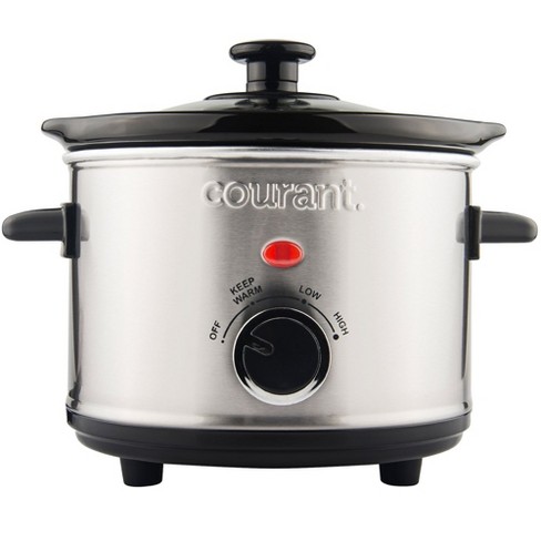 Courant 1.6 Quart Mini Slow Cooker with Warm Mode, Stainless Steel (Silver)