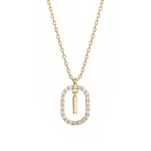 Adornia 14k Gold Plated Floating Letter CZ Frame Necklace - 1 of 2