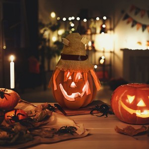 Fun Little Toys LED Light up Jack O Lantern Pre-Lit Halloween Pumpkin Lantern Indoor/Outdoor Holiday Decoration,Lantern - 1 of 3