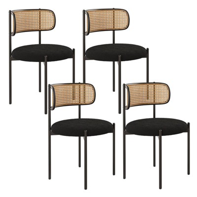 Kumasinova Modern Rattan Dining Chair Set of 2/4,Accent Kitchen Chairs with Metal Legs,Soft Cushioned Seat Dining Room Chairs,300lbs Capacity