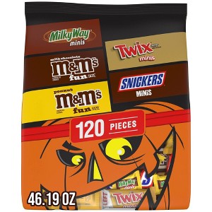 Mars - M&M's, Snickers, Twix & Milky Way Chocolate Halloween Candy Variety Pack Bulk Bag - 46.19oz/120ct - 1 of 4