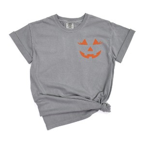 Simply Sage Market Women's Embroidered Lady Jack- O - Lantern On Short Sleeve Garment Dyed Tee - 1 of 4