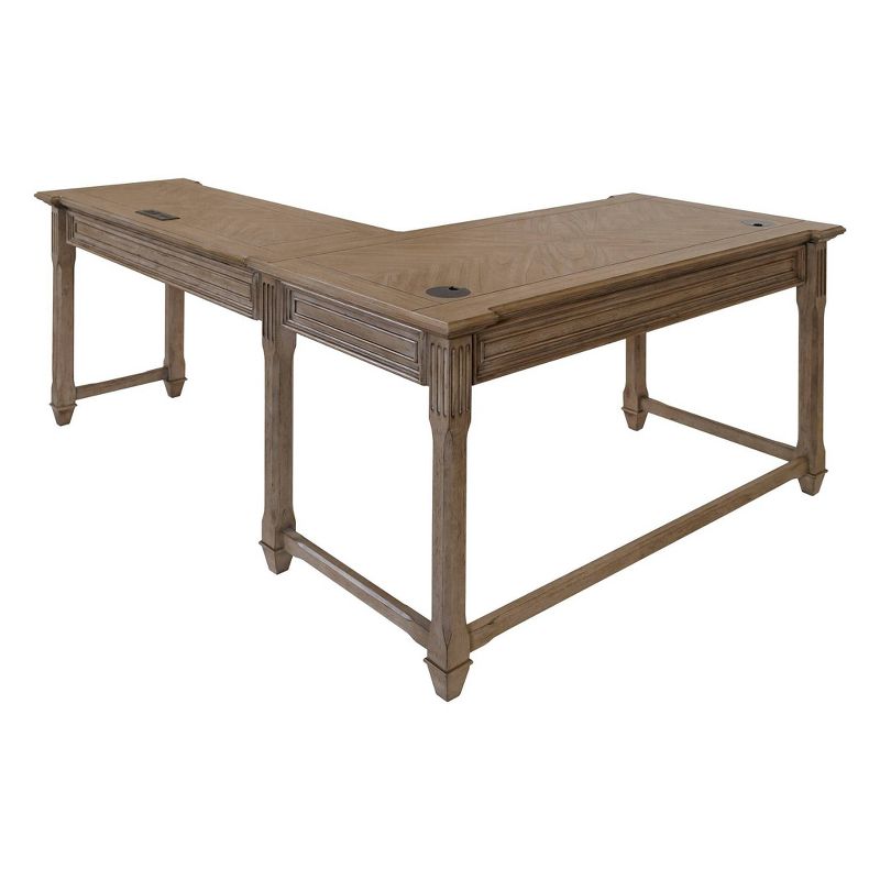 Bristol Traditional Wood Open L-Desk &#38; Return Light Brown - Martin Furniture, 4 of 9