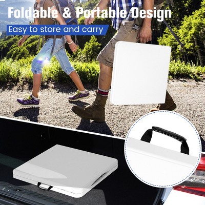 White Adjustable Height Folding Picnic Table with Steel Frame