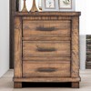 Gulches Nightstand, 25 Inch High in Rustic Brown, Equipped with 3 Drawers and Wooden Legs - 2 of 4