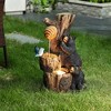 LuxenHome 21.9" H Bear and Honey Beehive Tree Resin Outdoor Fountain with Lights Brown - 3 of 4
