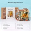 ROBOTIME DIY Miniature Wooden DollHouse Kit with Furniture Model Building Set Birthday Gift for Child Adult, Multicolored, 8.7"*7.5"*8.3" - 3 of 4