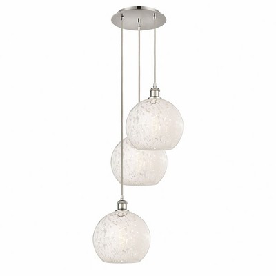 White Mouchette - 3 Light Cord Hung Multi Pendant In Modern Style-10.25 Inches Tall and 16.5 Inches Wide