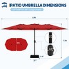 Outdoor Double-Sided Rectangle Market Umbrella, 15FT Large Patio Umbrellas With Base Included, Double-Topped Patio Umbrella for Poolside Lawn Backyard - 4 of 4