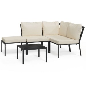 vidaXL Patio Lounge Set Sand Powder-coated steel, polyester Medium - 1 of 4