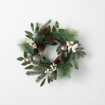 Sullivans Bell & Berry Artificial Mini Wreath 18"H Green