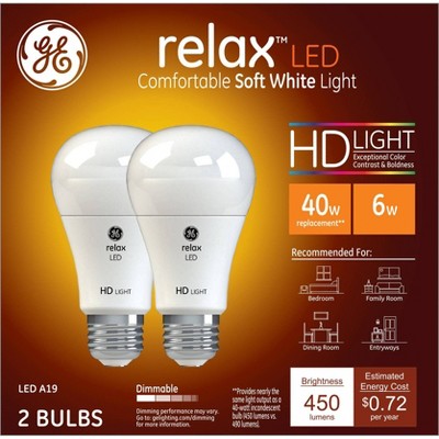 GE 2pk Equivalent Relax LED HD Light Bulbs Soft White_2