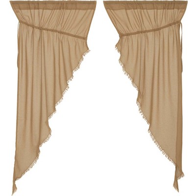 Tobacco Cloth Khaki Prairie Short Panel Fringed Set of 2 63x36x18 VHC Brands